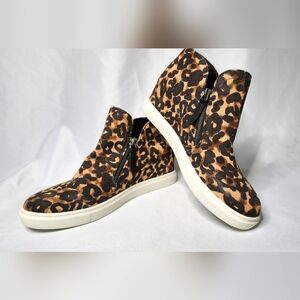Madden Girl Women's Preston Sneaker Size 11M Leopard Print Zipper High Top